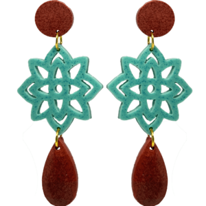 orecchini EDELWEISS: bordeaux - azzurro turchese - bordeaux