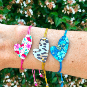 Alternative view of braccialetto CUORE: fiori blu - filo azzurro