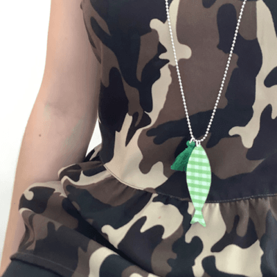 collana PESCE vichy ( verde e bianco)