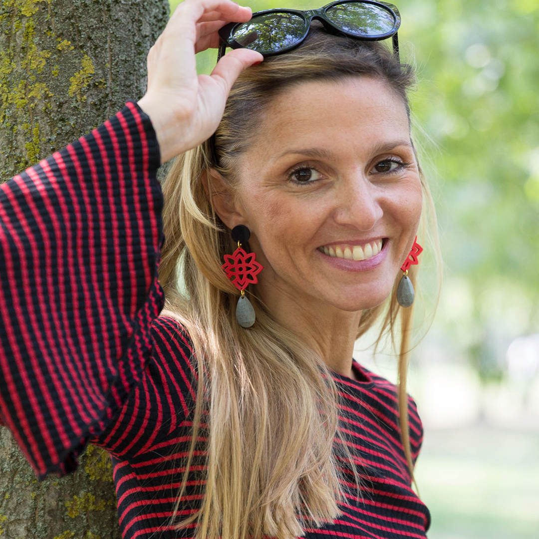 orecchini EDELWEISS: rosa salmone - beige - ambra melange - immagine 2