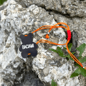 Alternative view of braccialetto ORSETTO: "BACIAMI" marrone - filo arancione