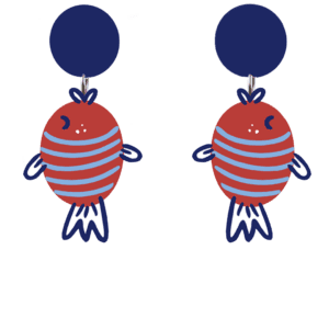 orecchini PESCI al mare - sagoma rosso mix