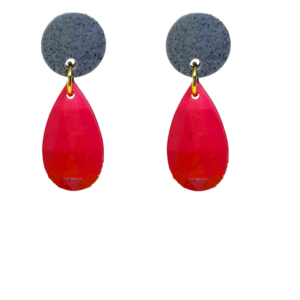 orecchini CARAMELLE: grigio mélange - rosso corallo
