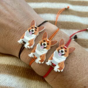 braccialetto CANE: corgi - filo arancione