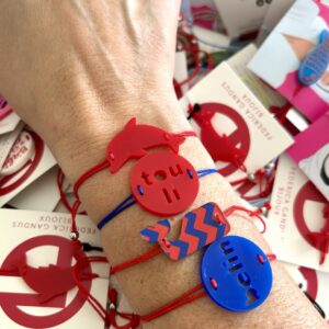 braccialetto BALENA: zig zag rosso e blu - filo rosso