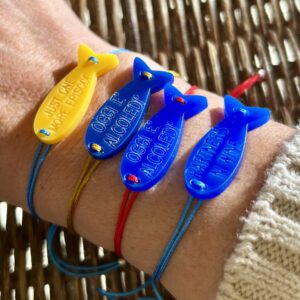 braccialetto PESCE: "oggi è alcoledi " blu - filo oro