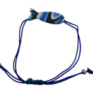 Alternative view of braccialetto PESCE: onde blu - filo blu cina