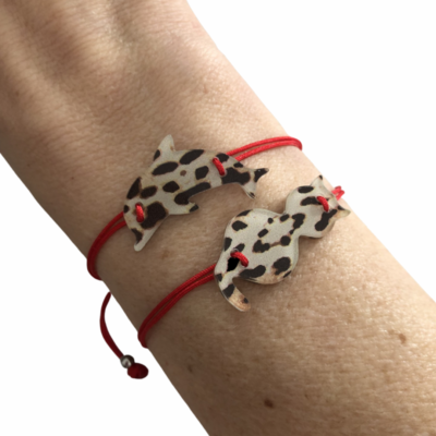 braccialetto GATTO: animalier - filo rosso