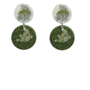 orecchini ZUCCHERINI: bianco scaglie argentate - verdone scuro melange scaglie argentate