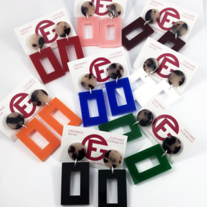 Alternative view of orecchini RETTANGOLO - bianco e perno tartaruga beige e nero