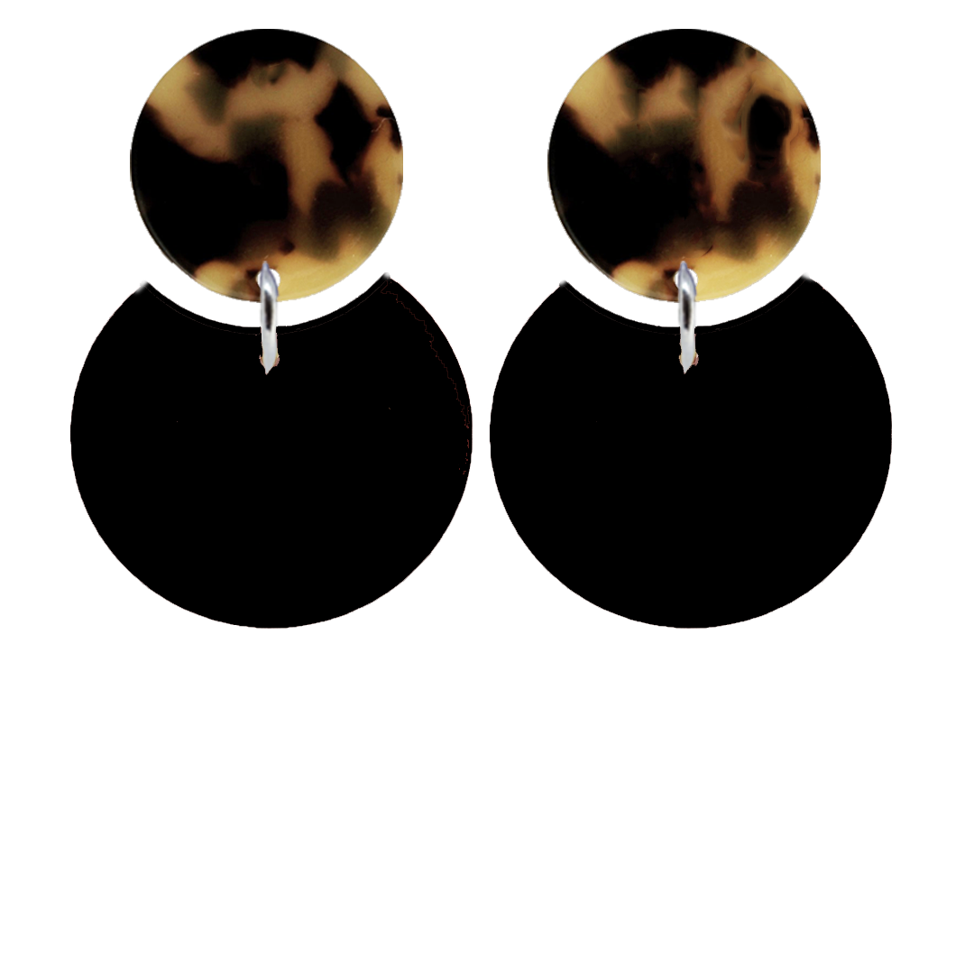 orecchini CERCHIO - nero e perno tartaruga marrone e nero