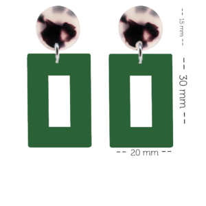 Alternative view of orecchini RETTANGOLO - verde e perno tartaruga beige e nero