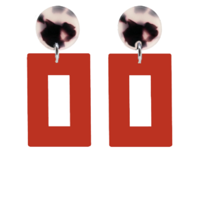 Alternative view of orecchini RETTANGOLO - rosso e perno tartaruga beige e nero