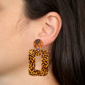 Alternative view of orecchini RETTANGOLO grande - leopardato