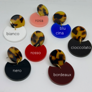 Alternative view of orecchini CERCHIO - bianco e perno tartaruga marrone e nero