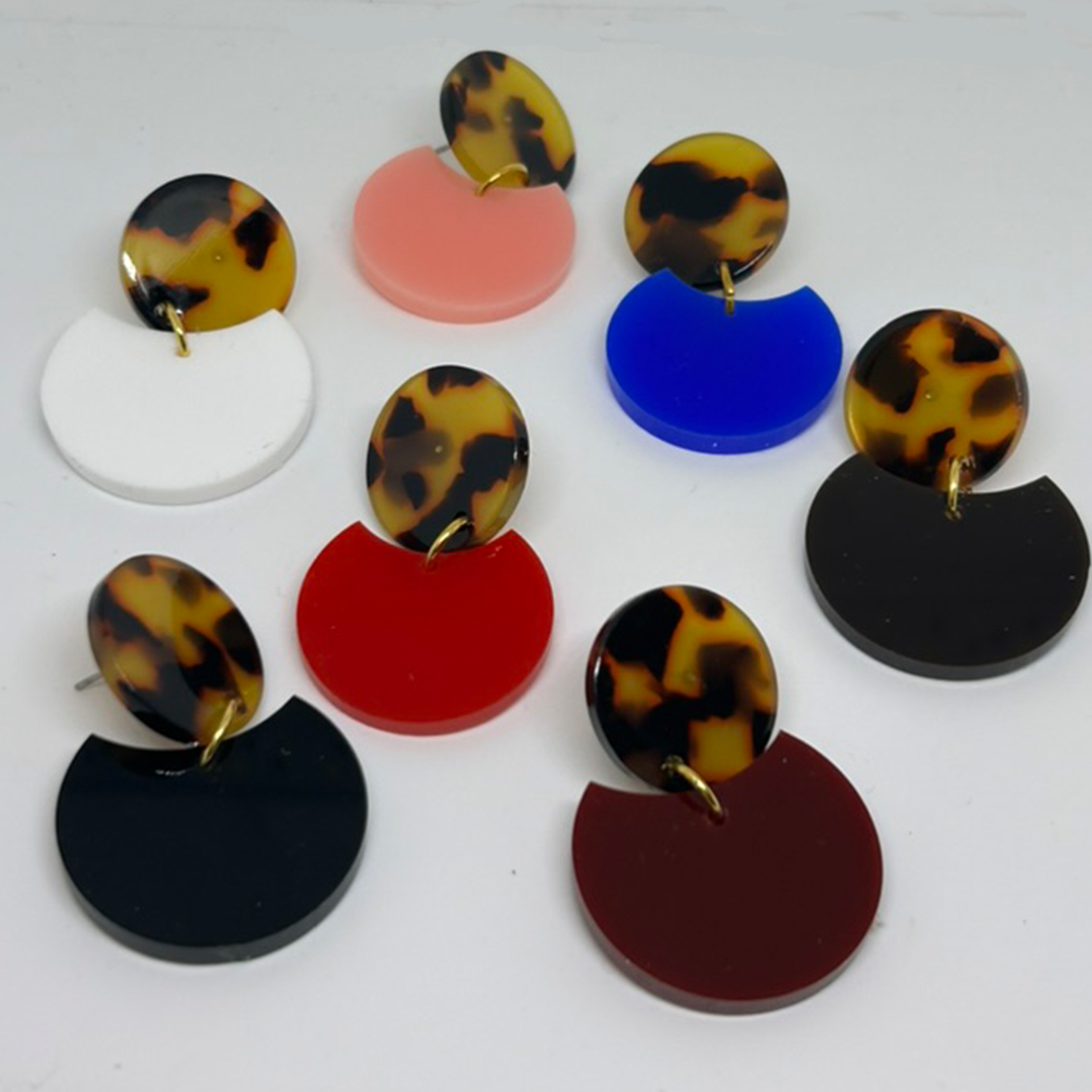 orecchini CERCHIO - blu cina e perno tartaruga marrone e nero - immagine 4