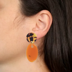 Alternative view of orecchini GIOIA - tartaruga marrone e nero - arancione