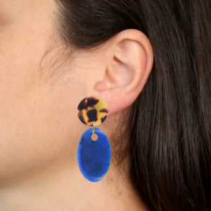 Alternative view of orecchini GIOIA - tartaruga marrone e nero - blu