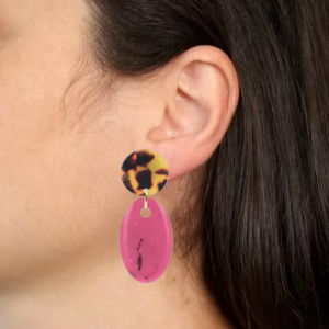 Alternative view of orecchini GIOIA - tartaruga marrone e nero - fucsia