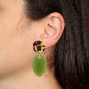 Alternative view of orecchini GIOIA - tartaruga marrone e nero - verde