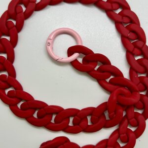 collana CATENA corta rossa, chiusura rosa