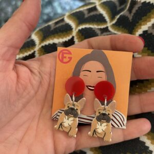 Alternative view of orecchini CANE: bulldog francese beige (perno personalizzabile)