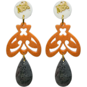 orecchini APINA : bianco scaglie dorate - arancione light - grigio melange