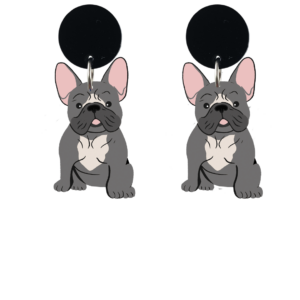 orecchini CANE: bulldog francese grigio scuro (perno personalizzabile)