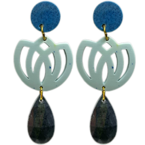 orecchini FIORE DI LOTO: azzurro cobalto - baby boy - grigio scuro melange