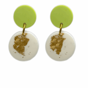 orecchini ZUCCHERINI: verde pistacchio - bianco con scaglie dorate