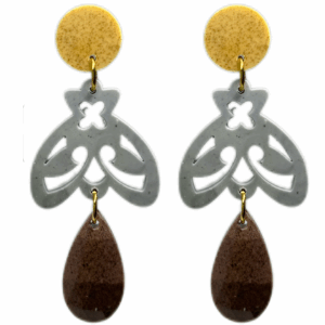 orecchini APINA : giallo senape - grigio chiaro - cioccolato