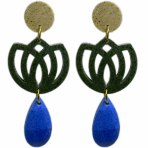 orecchini FIORE DI LOTO: beige - verde militare - azzurro pervinca