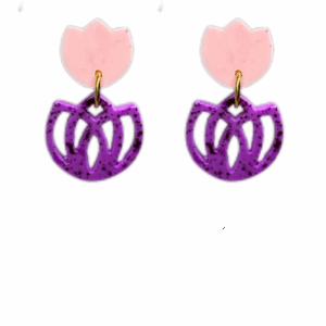 orecchini FIORE DI LOTO mini: rosa chiaro leggermente brillini - bouganville light