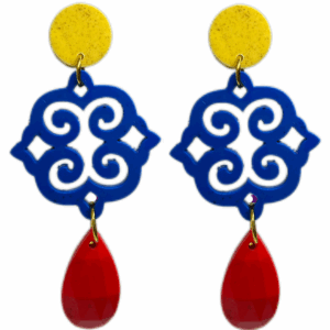 orecchini ROSONE: giallo banana - blu cina - rosso