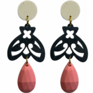 orecchini APINA : grigio elefante - grigio scuro - rosa corallo