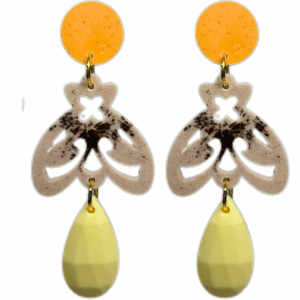 orecchini APINA : mandarino - beige macchiato - giallo burro