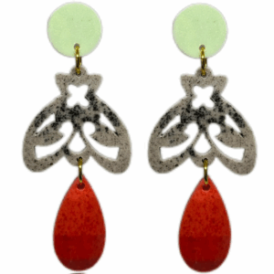 orecchini APINA :  verde menta brillini - beige macchiato - rosso aragosta