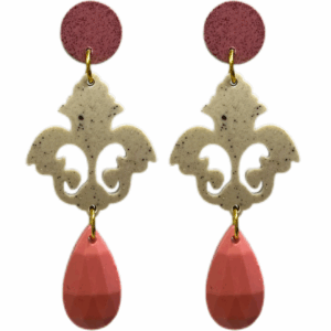 orecchini BAROCCO: bordeaux mélange - beige mélange - corallo