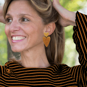 Alternative view of orecchini CUORE: glitter arancione