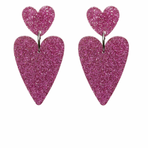 orecchini CUORE: glitter fucsia