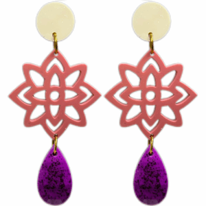 orecchini EDELWEISS: bianco avorio - rosa corallo - bouganville