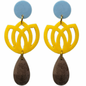 orecchini FIORE DI LOTO: azzurro - maracuja - cioccolato light melange