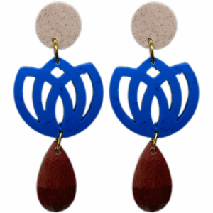 orecchini FIORE DI LOTO: beige mélange - blu cina - bordeaux