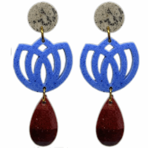 orecchini FIORE DI LOTO: beige melange - azzurro pervinca - bordeaux mélange