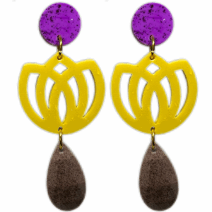 orecchini FIORE DI LOTO: bouganville - giallo - mocha mousse