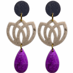 orecchini FIORE DI LOTO: grigio brillini - beige light - bouganville light