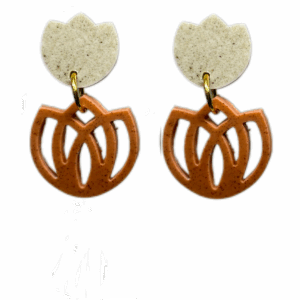 orecchini FIORE DI LOTO mini: beige light - terra di siena