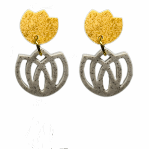 orecchini FIORE DI LOTO mini: giallo senape - beige mélange