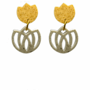 orecchini FIORE DI LOTO mini: giallo senape - beige