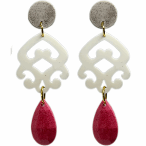 orecchini MEDUSA: beige mélange - bianco ottico - fucsia melange